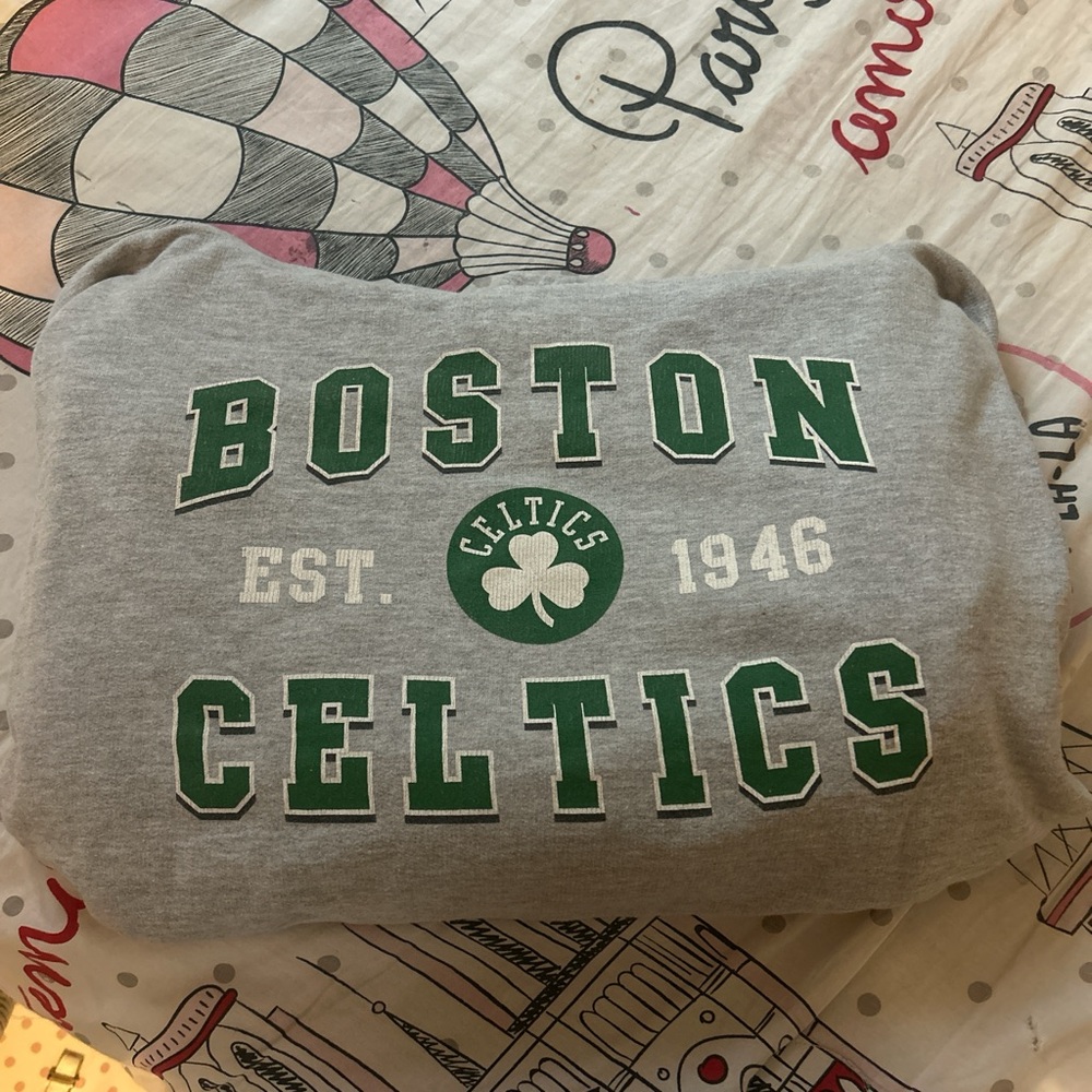 Gildan Gray Hoodie with Green and Red Accents